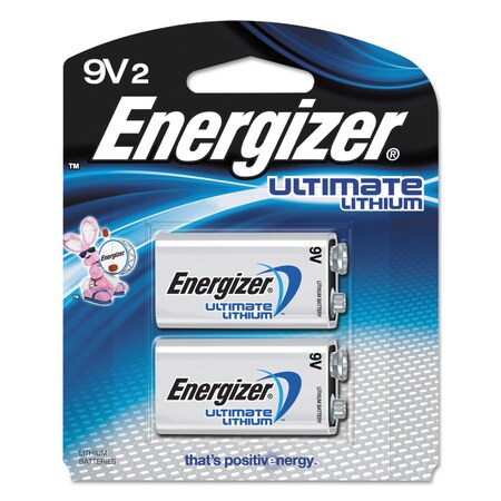 Energizer Ultimate Lithium 9V Batteries, PK2, 2PK EVEL522BP2